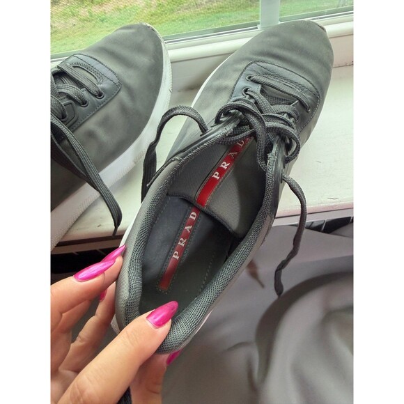 PRADA Nylon Linea Rossa Sneakers in Charcoal Gray Men’s Size 8 Style No.4E 3148 main image 8